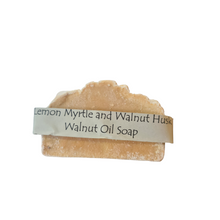 Load image into Gallery viewer, Walnut Husk &amp; Lemon Myrtle Walnut/Olive Oil Soap

