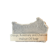 Load image into Gallery viewer, Orange Rosemary and Charcoal Walnut Oil/Olive Oil Soap
